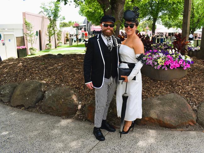 Guests in striking racewear at Penfolds Derby Day at the Flemington Racecourse on Saturday, November 02, 2024: