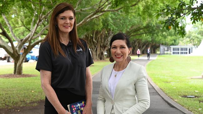 Alison Smith, LGAQ CEO, and Leeanne Enoch, DATSIP minister, came to Cairns on Thursday and announced a funding boost for Indigenous communities. Picture: Isaac McCarthy