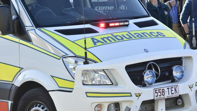 A man in his 50s was transported to Hervey Bay Hospital after crashing his car into a home on King Street, Urangan at 1.45pm on Tuesday.