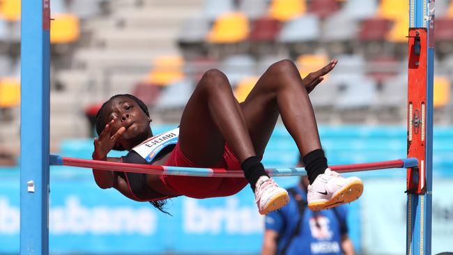 <b>Diva Ejembi</b> of St Peters Lutheran College on her way to victory. Picture David Clark