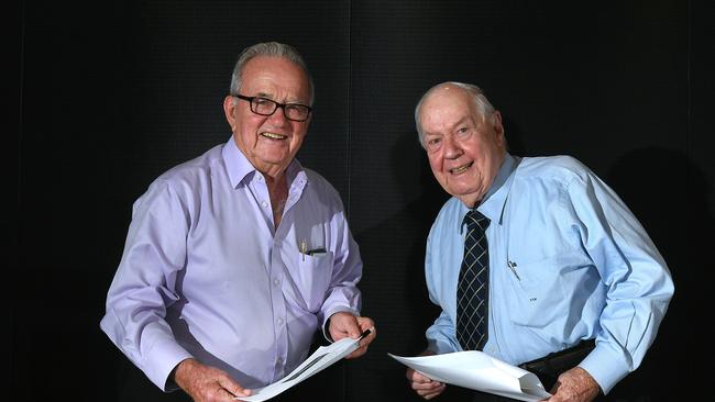 Sir Leo Hielscher and Sir Frank Moore. Picture: AAP image, John Gass