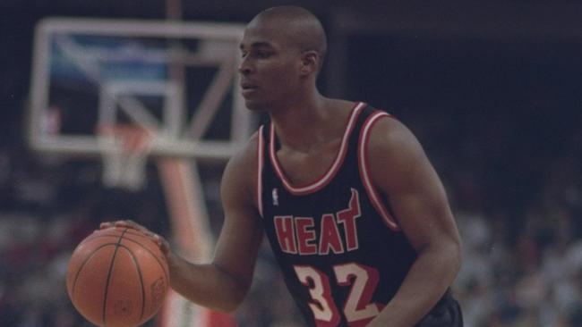 Guard Harold Miner of the Miami Heat. Credit: Jonathan Daniel/Allsport