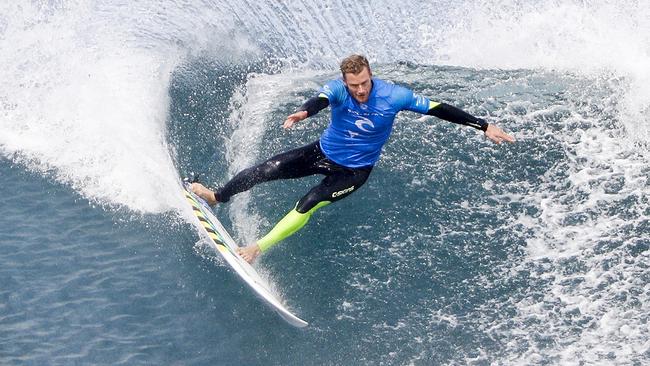 Bede Durbidge competing at Bells Beach.