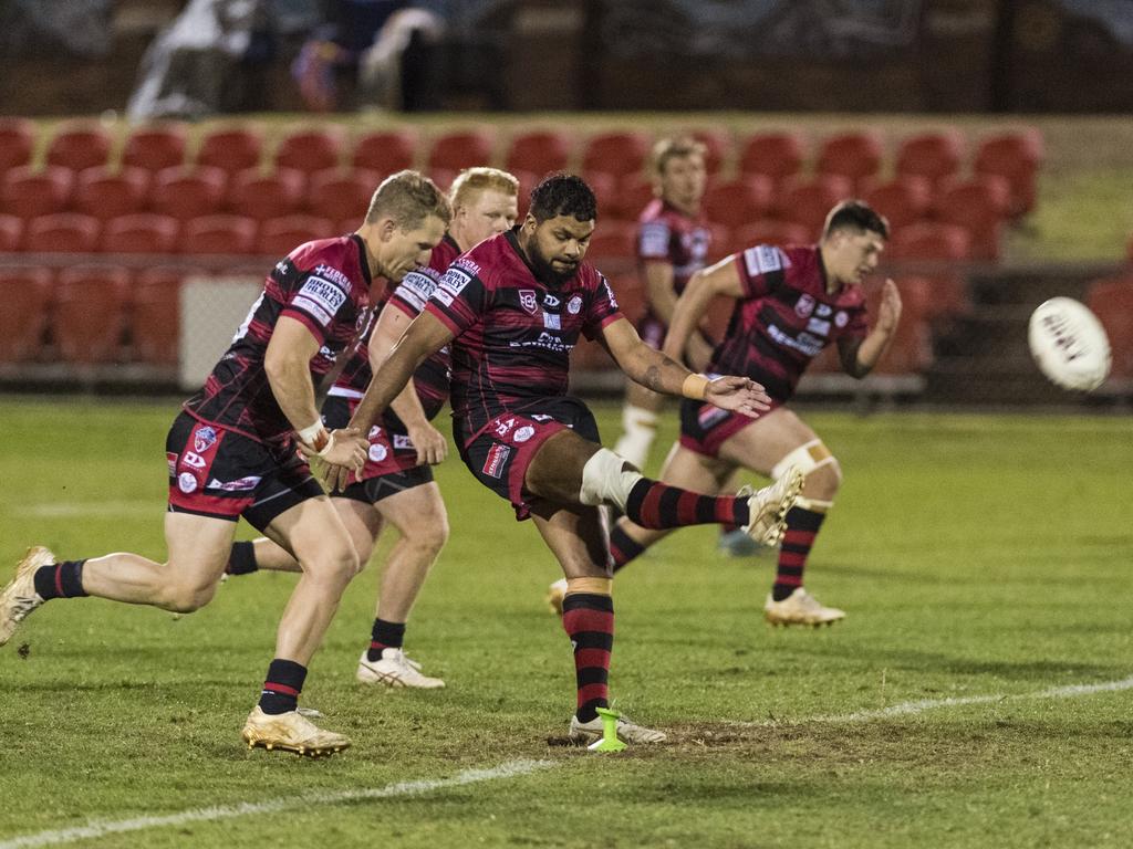 Dwayne Duncan taking a kick-off for Valleys A-grade. Picture: Kevin Farmer.