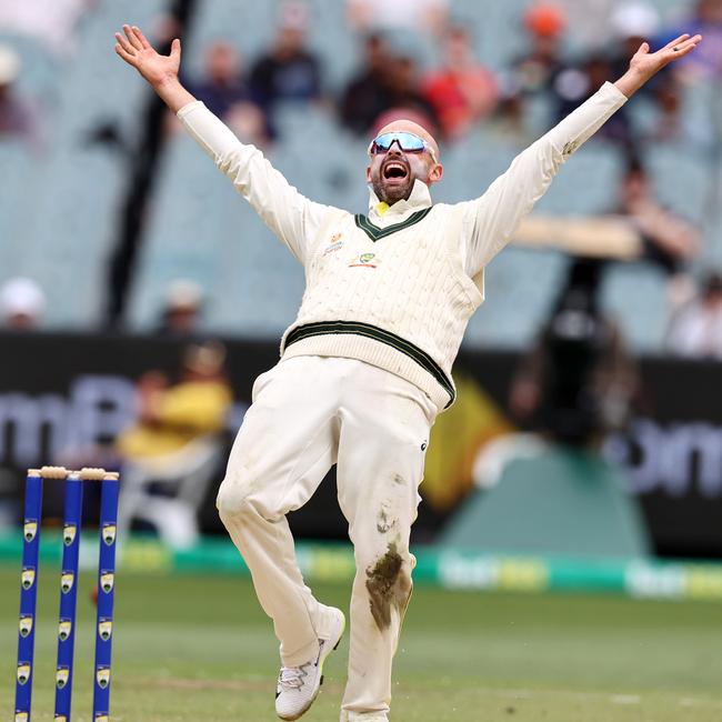 Nathan Lyon appeals for a wicket on day four. Picture by Michael Klein