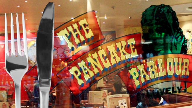 Aman threw a bowl of lollies at staff as he attempted to rob Fountain Gate’s Pancake Parlour with a knife and fork. Digitally altered image