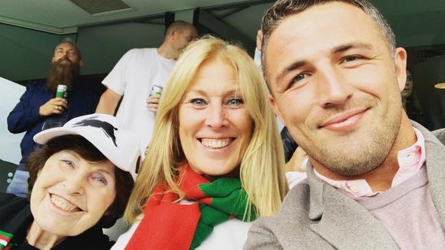 Retired Bunnies player Sam Burgess with his mum Julie and nan Valerie for Mother's Day.