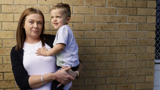 Kaitlin Bruce from Kallangur, with her two year old son Grayson, will need a hysterectomy after complications from a Caesarean delivery birth at Caboolture Hospital. Picture Lachie Millard