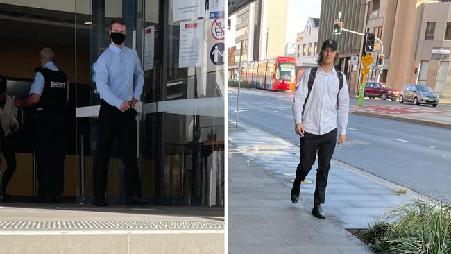 Darcy Howison (left) and James Walters( right) leaving Newcastle Court.