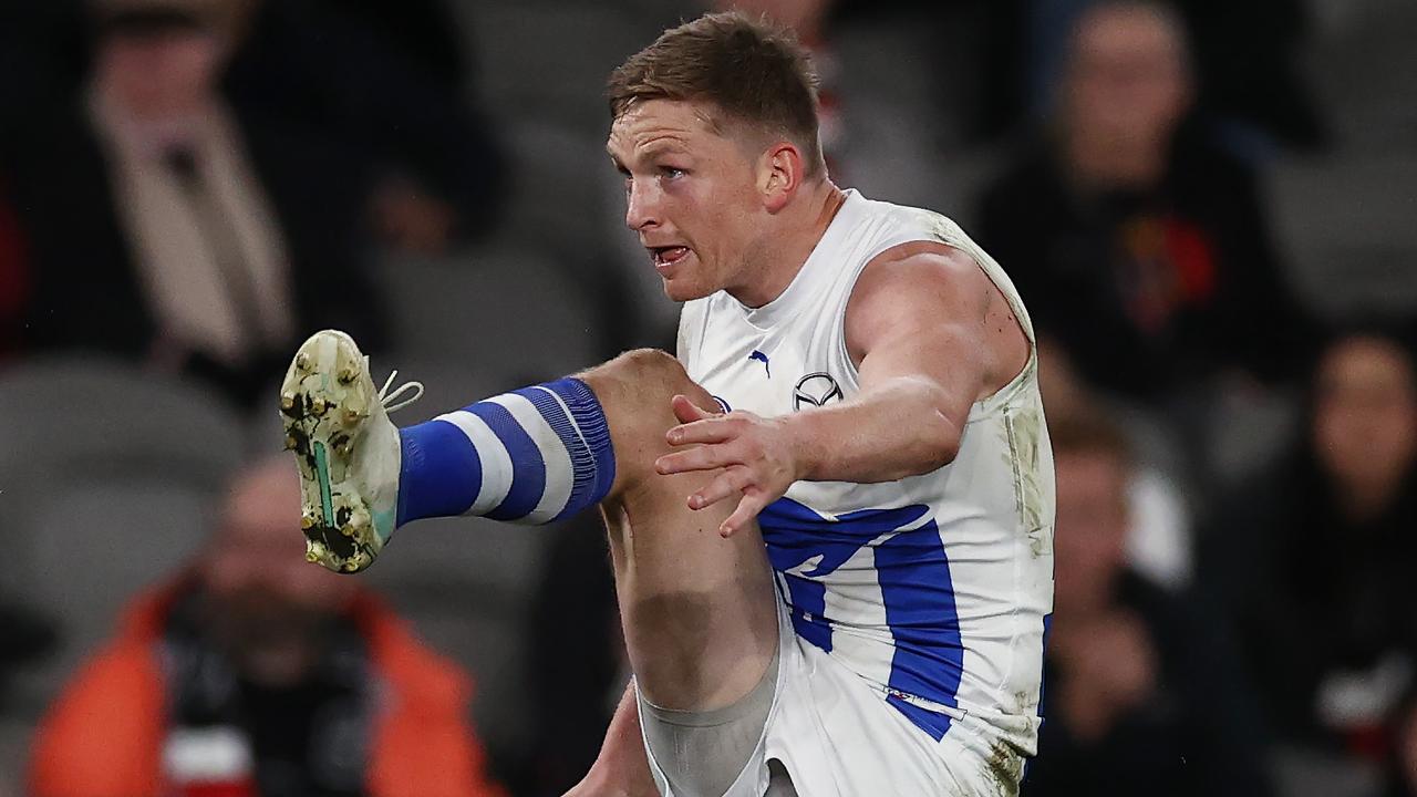 Jack Ziebell has been unable to nail down a backline spot since Griffin Logue’s season-ending injury, which could spell the end of his time at North Melbourne. Picture: Michael Klein