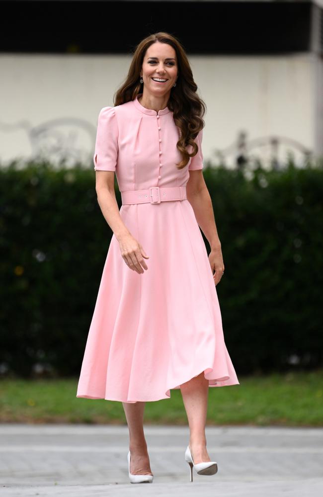 June 28: The Princess of Wales wore a pink belted crepe dress as she opened the Young V A Museum of Childhood in London. Picture: Karwai Tang/WireImage/Getty Images
