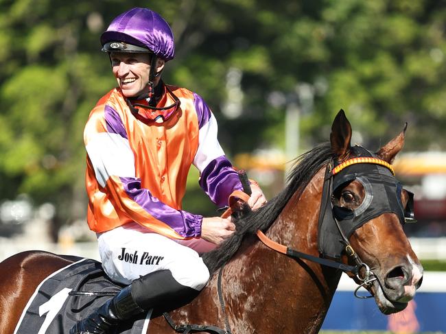 SYDNEY, AUSTRALIA - OCTOBER 26: Josh Parr riding El Castello   wins Race 7 Moet & Chandon Spring Champion Stakes during "Spring Champion Stakes Day" Sydney Racing at Royal Randwick Racecourse on October 26, 2024 in Sydney, Australia. (Photo by Jeremy Ng/Getty Images)