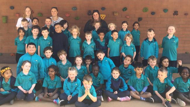 Larapinta Primary School is just one of the Central Australian schools participating in the My First Years liftout Transition Classes 2020 <br/>BACK ROW (L-R): Teachers: Emily Wilson, Jacki Raybould, Kate Kerby. Students: Joshua Taylor, Joshua Doorbeegassing, Kingsley Schmidt, Lila-Rose Quattromani, Azalea Ryan, Matthea Nou-Smith, Satsuki Hutchins, Mia Fatt <br/>MIDDLE ROW (L-R): Kiahna Harvey, Sevie Thorp, Lenny Tavares, Daniel Naufahu, Asha Pinfold, Jude Westcott, Winnie Lijanga, Mason Mabasa, Caitlin Lock, Rohan Pinfold, Melody Flemming <br/>FRONT ROW (L-R): Naydan Fatupaito, Sammy Smyth, George Simpson, Regan Marriot, Kenzo South, Dean George, Sai O’Sullivan, Angus Goldsworthy, Zunaina Shahid <br/>SITTING FRONT ROW (L-R): Ananta Kumar, Riley Hunter, Karen Foster, Naomi Dardik, Vahn Harris-Turner, Abiar Deng, Gisella Bramley, Dhruv Binu Nair, Theodore Cann, Nyalat Biel   <br/>Picture: JOSIE HODGINS