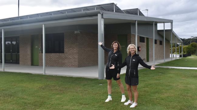 Ballina Shire Council's Melanie Hargrave and Roberta O'Brien at the new Community &amp; Sports Amenities Building, at the Epiq sports fields, opposite Epiq Marketplace off Hutley Drive.