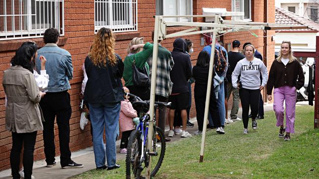 Hopeful renters line up to see an apartment in Ashfield. Picture: Adam Yip