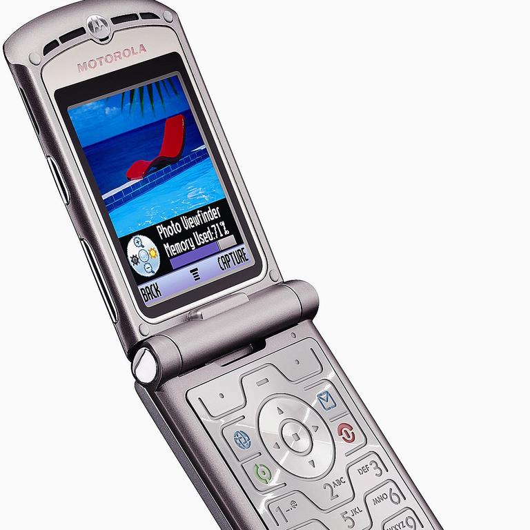 Motorola's V3 Razr was massively popular and highly sought after, primarily due to its striking design. Picture: Simon Dean