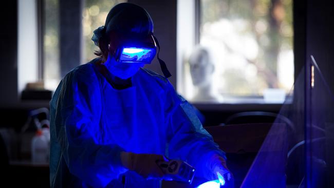 Sharon Neville in the Forensic Analytical Science Service of NSW lab in Lidcombe. Picture: Jonathan Ng