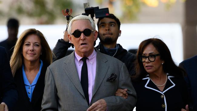 Roger Stone enters court with his wife Nydia last November. Picture: AFP