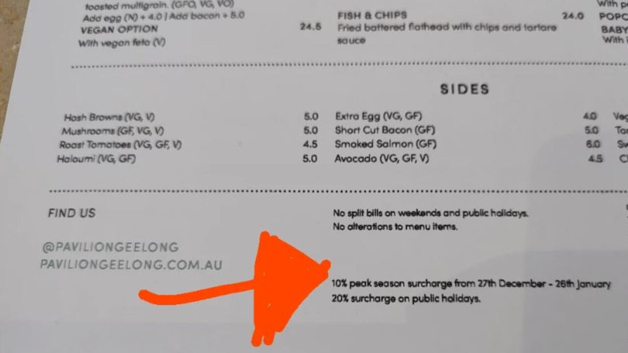 An angry customer posted an image of the menu featuring the surprise surcharge to Reddit.