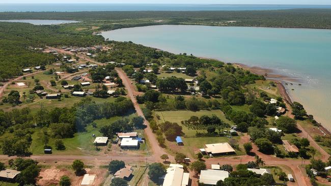 Police were forced to catch a flight to Warruwi after a woman was stabbed in the back in the community’s main street.