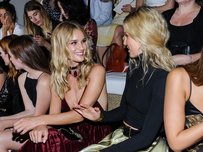 Rosie Huntington-Whitely and Annabelle Wallis appear at the Ralph Lauren September 2016 collection fashion show. Picture: AP
