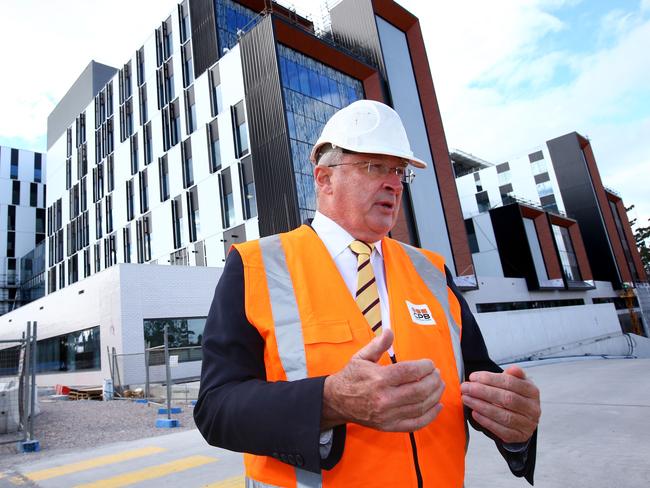 Minister for Health Brad Hazzard visits at the Northern Beaches Hospital site. Picture: Damian Shaw.