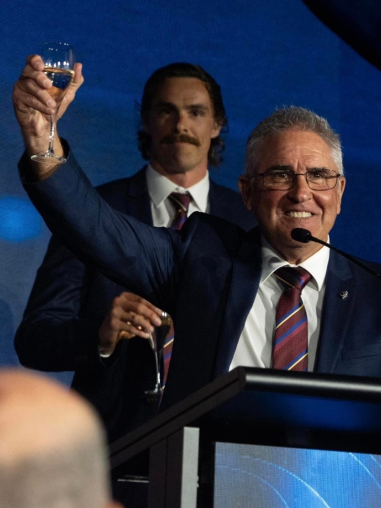 Fagan toasted the retiring Daniher. Photo: Facebook/Brisbane Lions