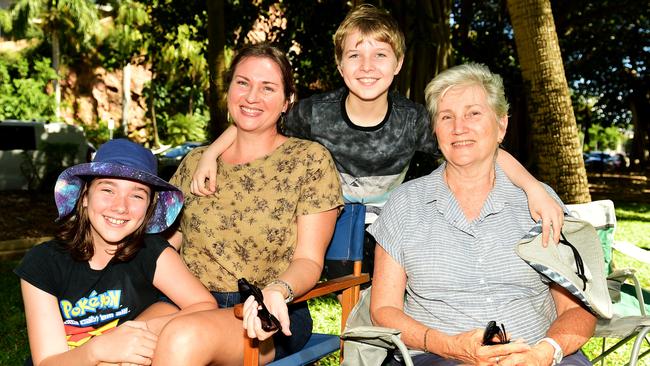 Mother's Day at Anzac Park; Allison Lambert with kids Audrey 12 and Kaiden Lambert 10 with Grandma Carmel McGrath