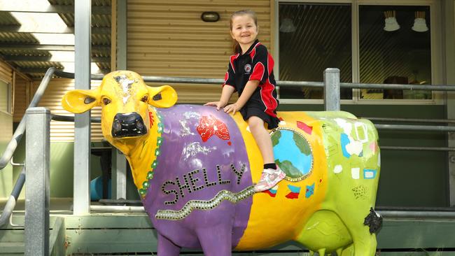 Shelford Primary School's one and only 2025 prep Yindi Allen is the fourth generation in her family to attend the small country school. Picture: Alison Wynd