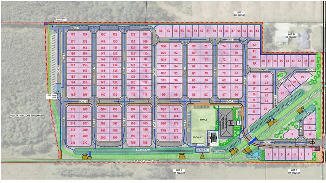 The ‘Clifton Yamba’ development application site plan for the planned over 50s village at 120 Carrs Drive Yamba.