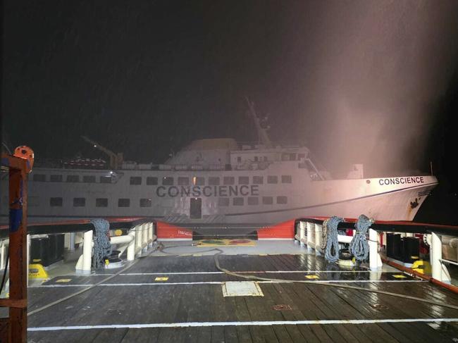The Conscience, after a drone struck the vessel carrying aid to Gaza. Picture: Government of Cyprus