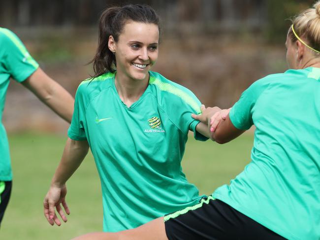 ***EMBARGO UNTIL LATE MAY 2019. FOR NEWSCORP SATURDAY SECTION ONLY*** ***EMBARGO FOR NEWSCORP SATURDAY SECTION ONLY***Matildas star, Hayley Raso, pictured in Sydney today at training. Picture: David Swift.