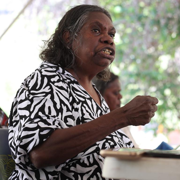 Bolmo clan and Traditional Owner Rachel Willika Kendino at the Gunlom Falls sacred site hearing on Jawoyn Country, on October 22. Picture: Zizi Averill