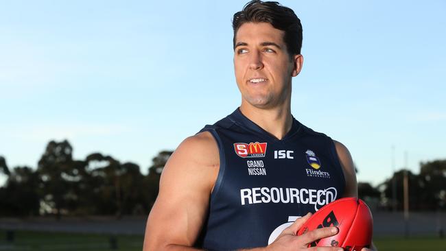 Alex Aurrichio (South Adelaide Football Club player) from America at Hickinbotham Oval. Alex is speaking in the lead up to the SANFL's Multicultural Round and the importance of embracing everyone's backgrounds. 26/05/17  Picture: Stephen Laffer