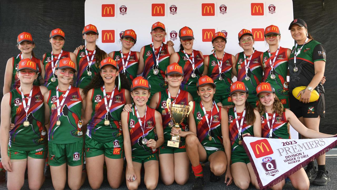 Sandgate Hawks won the grand final in the Under 13 Girls Div 1 competition for SEQJ. Picture: Supplied