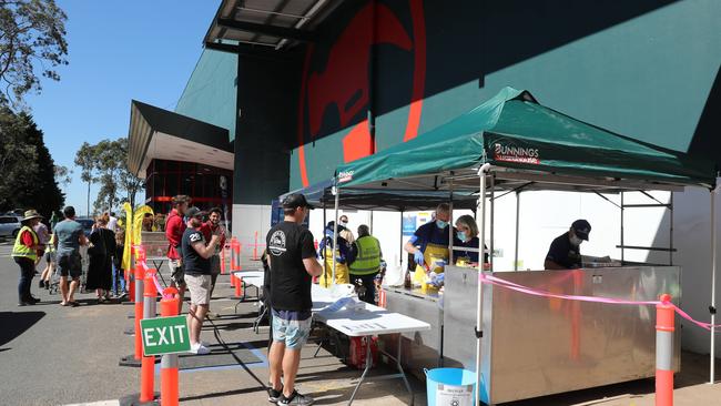 The Bunnings sausage sizzle is back but is now socially distanced. Picture: Tim Hunter