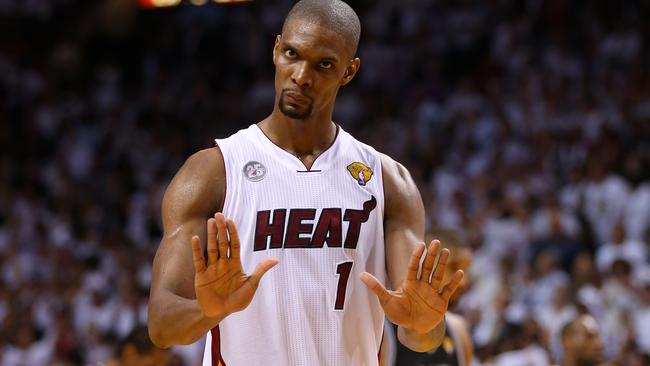Chris Bosh playing for the Miami Heat.