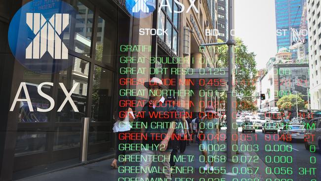 ????SYDNEY, AUSTRALIA : NewsWire Photos - FEBRUARY 24 2025; A general view of people walking past the digital boards of the ASX in the Sydney CBD. Picture: NewsWire/ Gaye Gerard