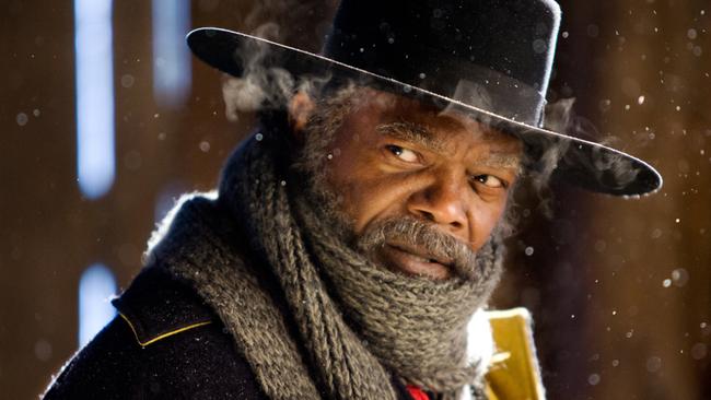 ‘Sprawling, messy’ ... Samuel L Jackson, who plays a bounty hunter in The Hateful Eight, is a regular in Quentin Tarantino’s movies. Picture: Roadshow