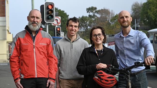 Brendan Marshall from Next Door Cafe, Adam Holmstrom from Inspiring Place, Lisa Monro from Next Door Cafe and Chris Lang from Ethical Financial Planning. Image: John Sampson, City of Hobart