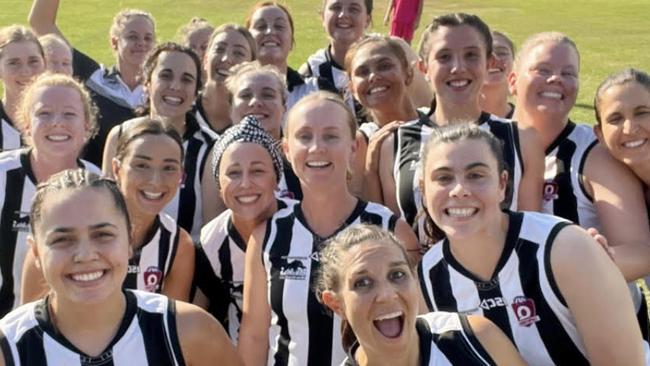 Hayley Richmond with the Rockhampton Panthers senior women's team which played in the AFL Capricornia grand final.