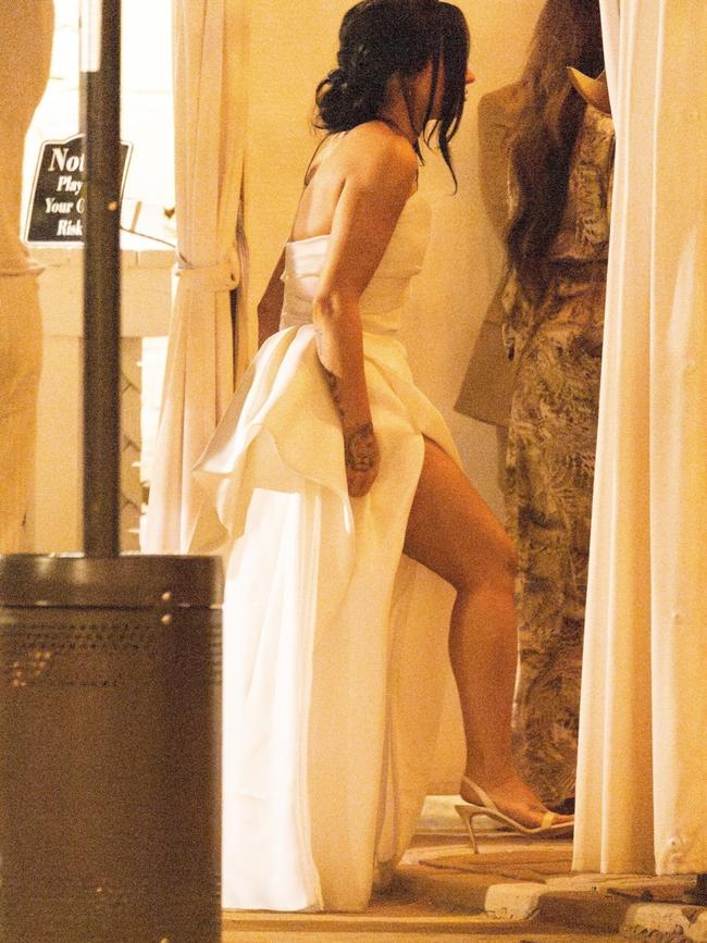 Demi heads into her pre-wedding rehearsal dinner. Picture: BACKGRID