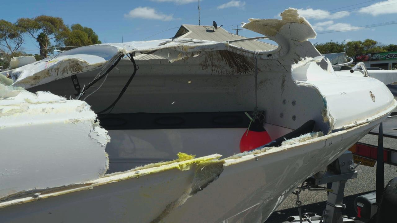 Pictures show the damage to the boat. Picture: MISSING LINK MEDIA