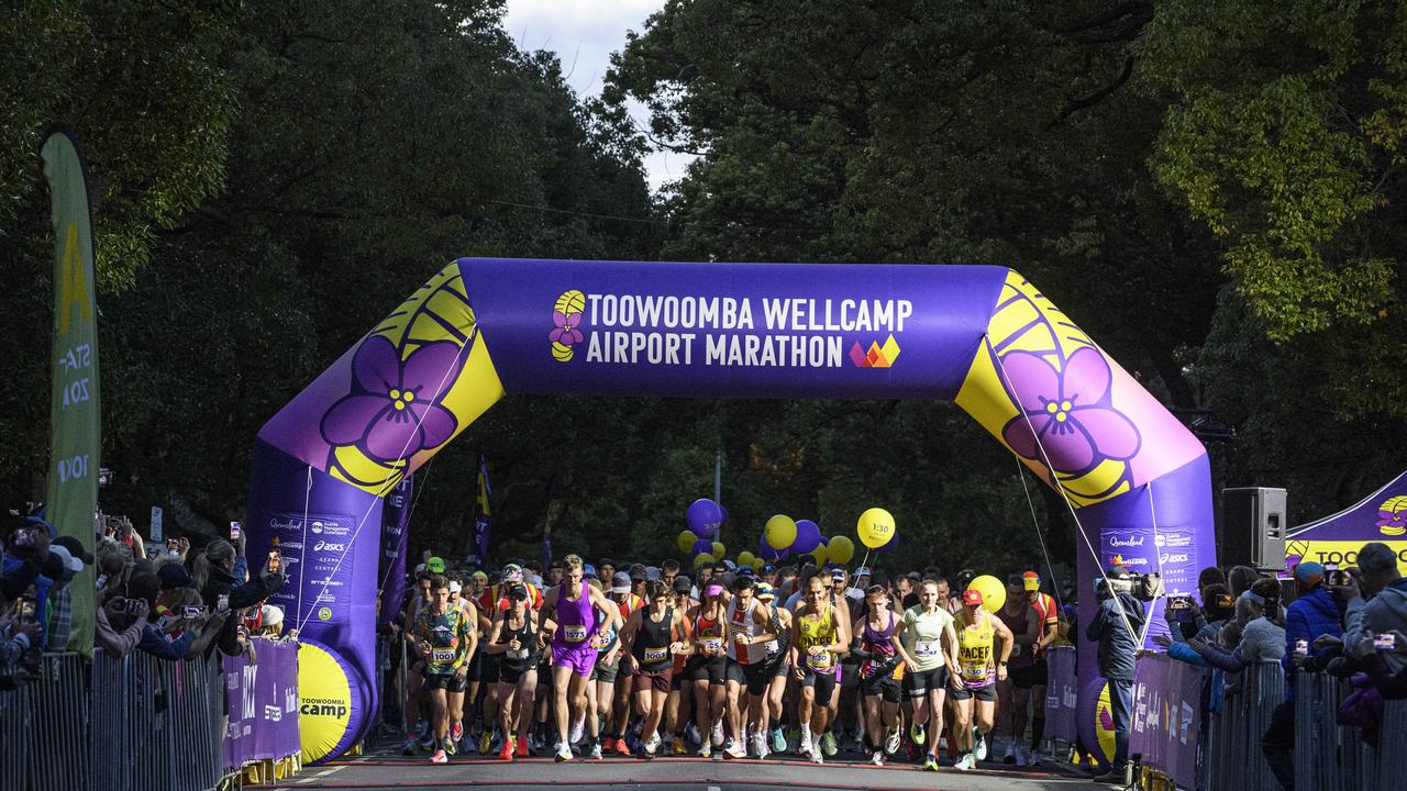 Toowoomba Marathon (and half marathon) starts on Margaret St, Sunday, May 4, 2025. Picture: Kevin Farmer
