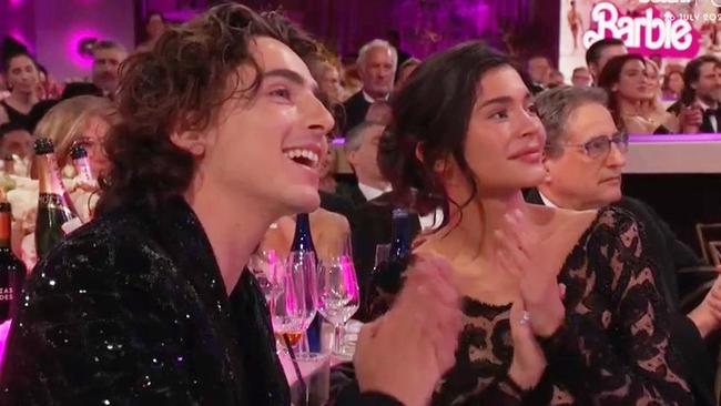 Timothee Chalamet and Kylie Jenner at the 2024 Golden Globes. Picture: Stan