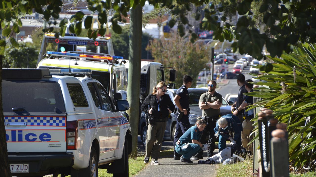 A dramatic arrest has unfolded in Toowoomba's CBD after a police chase involving a stolen car took place on Thursday, June 15, 2023. Picture: Rhylea Millar