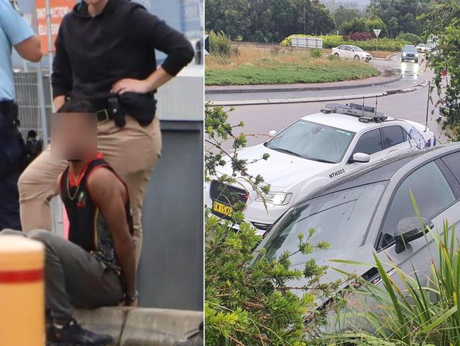 A stolen Audi S5 crashed on the roundabout at Stadium Drive and the Pacific Highway Coffs Harbour. Three teens were charged after an alleged aggravated break and enter at a home in Sydney.