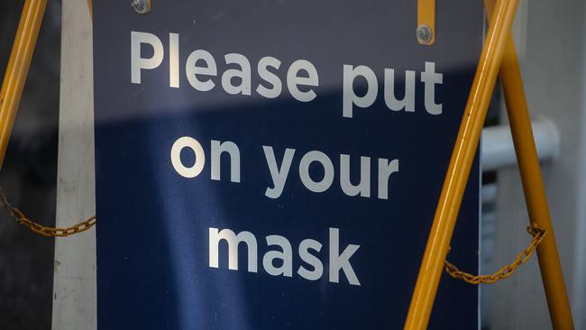 Covid testing clinic signage at the Sydney Airport international departures terminal. Picture: NCA NewsWire / Gaye Gerard