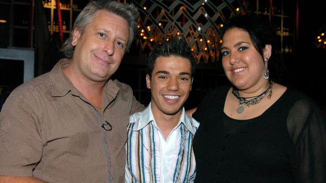 Australian Idol grand finalists Anthony Callea and Casey Donovan with judge Ian ‘Dicko’ Dickson in 2004.