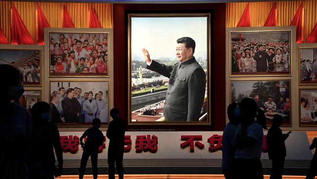 Chinese President Xi Jinping adorns the facade of the Museum of the Communist Party of China in Beijing. Picture: AFP